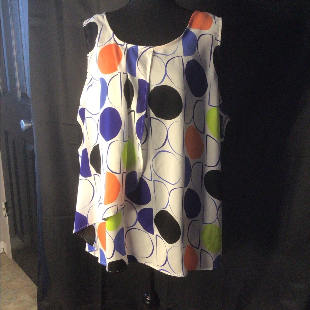 #607. Worthington Asymmetrical White and Blue Tank Top